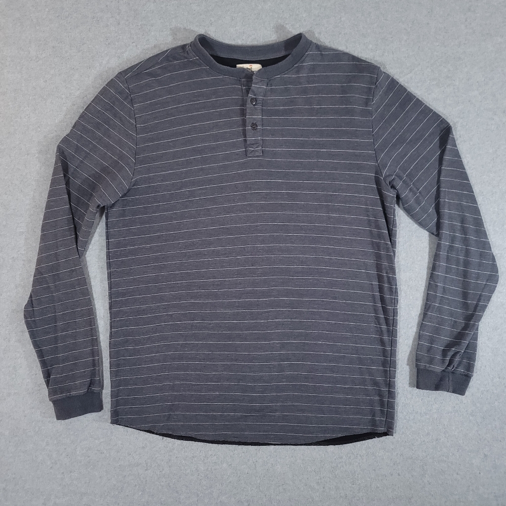 Marine Layer Henley Shirt Mens XL Gray Double Layer Long Sleeve Cotton Blend